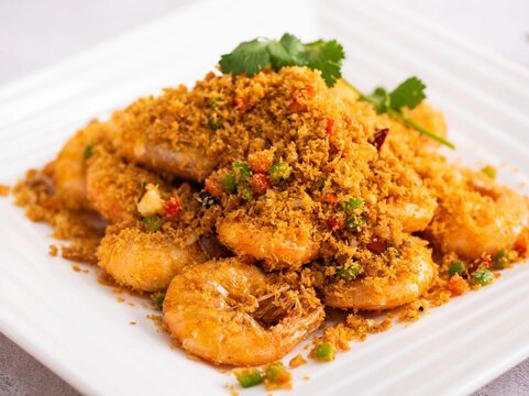 Camarão Caranguejo Frito com Alho ao Estilo de HK